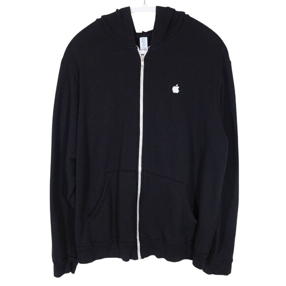 APPLE Store Employee Logo Full Zip Hoodie Sweatshirt Mens Size XL Black Hooded - Picture 1 of 7